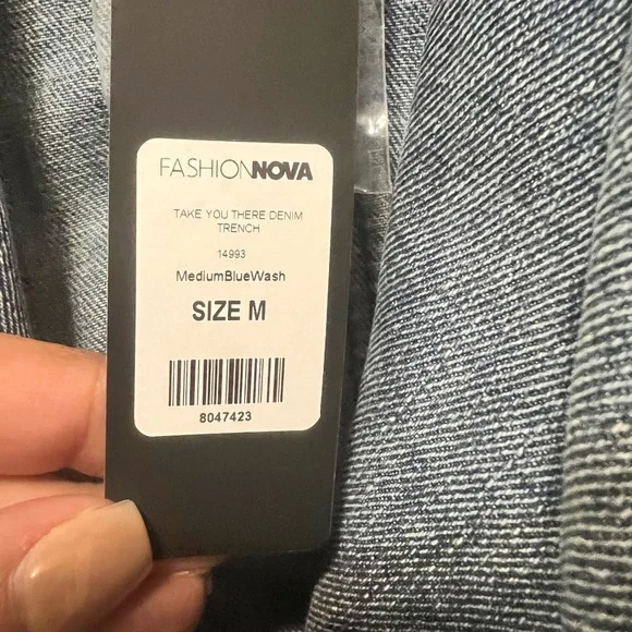 Fashion Nova Medium Blue Denim Trench - Picture 6 of 6